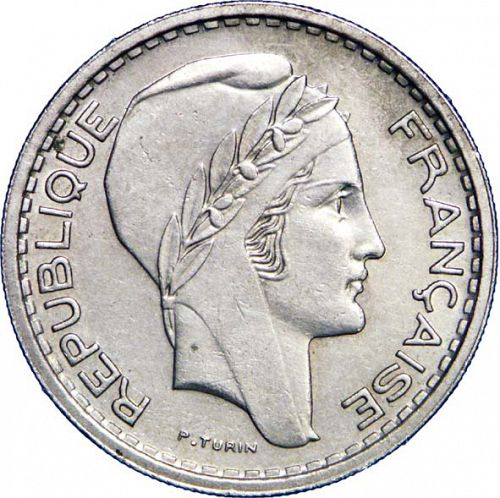 10 Francs Obverse Image minted in FRANCE in 1949B (1947-1958 - Fourth Republic)  - The Coin Database
