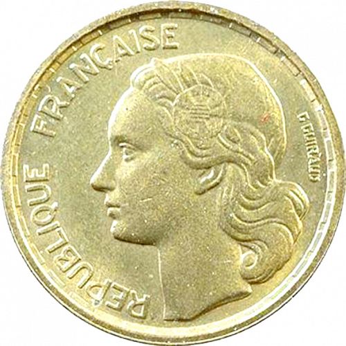 10 Francs Obverse Image minted in FRANCE in 1954 (1947-1958 - Fourth Republic)  - The Coin Database