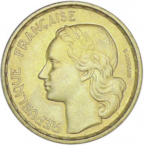 10 Francs Obverse Image minted in FRANCE in 1955 (1947-1958 - Fourth Republic)  - The Coin Database