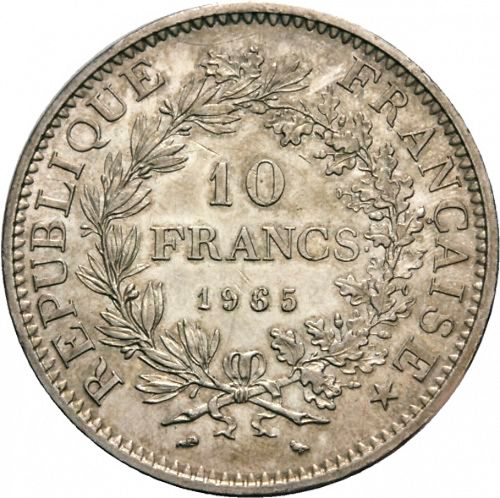 10 Francs Reverse Image minted in FRANCE in 1965 (1959-2001 - Fifth Republic)  - The Coin Database