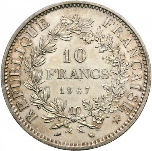 10 Francs Reverse Image minted in FRANCE in 1967 (1959-2001 - Fifth Republic)  - The Coin Database