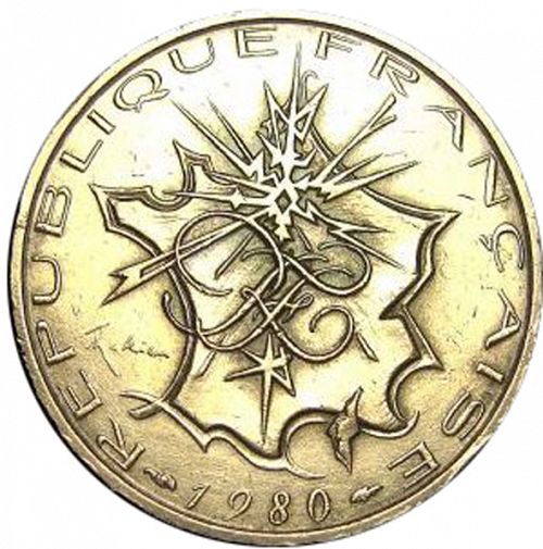 10 Francs Reverse Image minted in FRANCE in 1980 (1959-2001 - Fifth Republic)  - The Coin Database