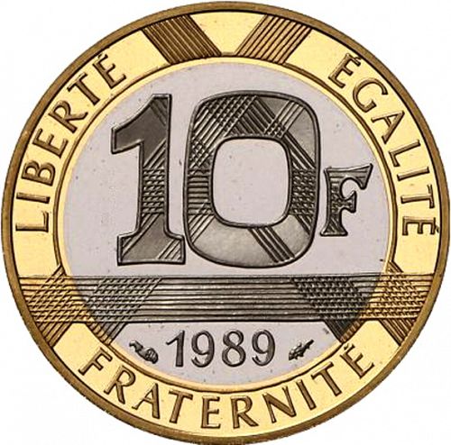10 Francs Reverse Image minted in FRANCE in 1989 (1959-2001 - Fifth Republic)  - The Coin Database