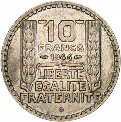 10 Francs Reverse Image minted in FRANCE in 1946 (1944-1947 - Provisional Government)  - The Coin Database