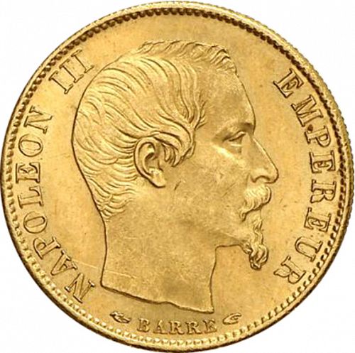 10 Francs Obverse Image minted in FRANCE in 1854A (1852-1870 - Napoléon III)  - The Coin Database