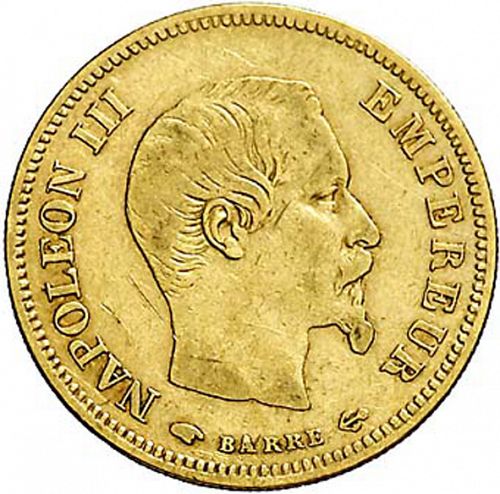 10 Francs Obverse Image minted in FRANCE in 1855A (1852-1870 - Napoléon III)  - The Coin Database