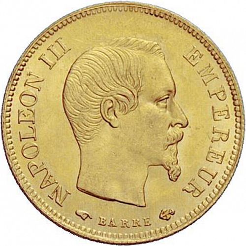 10 Francs Obverse Image minted in FRANCE in 1858A (1852-1870 - Napoléon III)  - The Coin Database