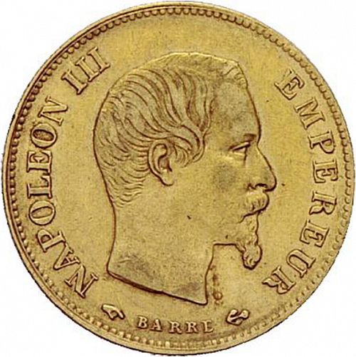 10 Francs Obverse Image minted in FRANCE in 1860A (1852-1870 - Napoléon III)  - The Coin Database