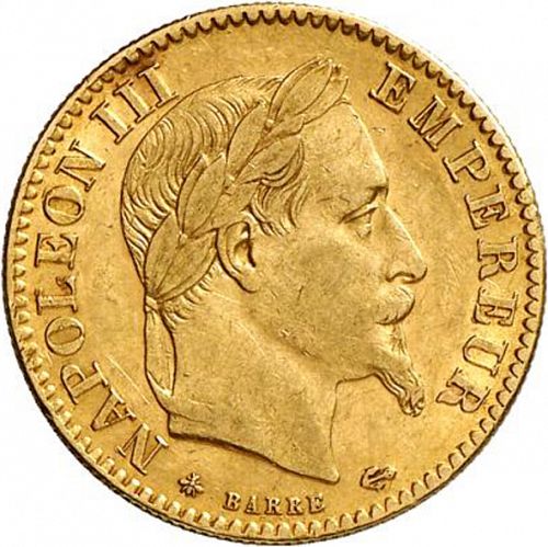 10 Francs Obverse Image minted in FRANCE in 1866A (1852-1870 - Napoléon III)  - The Coin Database