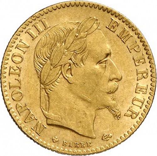 10 Francs Obverse Image minted in FRANCE in 1867BB (1852-1870 - Napoléon III)  - The Coin Database