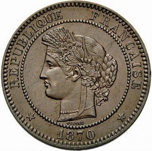10 Centimes Obverse Image minted in FRANCE in 1870A (1871-1940 - Third Republic)  - The Coin Database