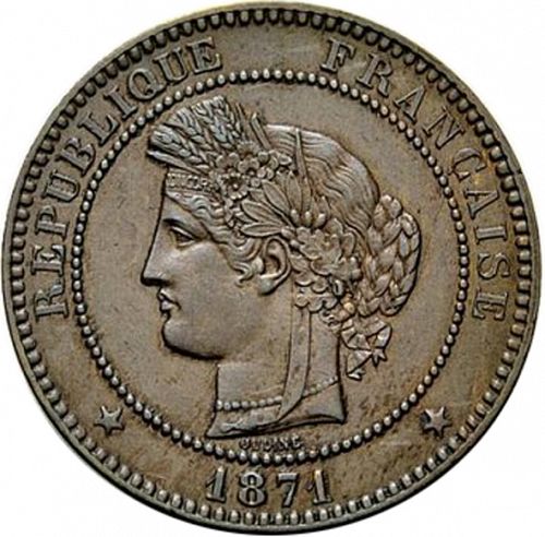 10 Centimes Obverse Image minted in FRANCE in 1871A (1871-1940 - Third Republic)  - The Coin Database
