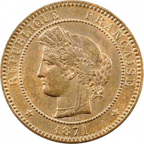 10 Centimes Obverse Image minted in FRANCE in 1871A (1871-1940 - Third Republic)  - The Coin Database