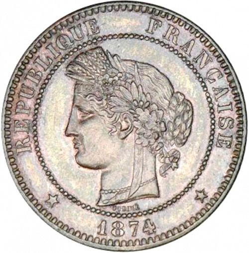 10 Centimes Obverse Image minted in FRANCE in 1874A (1871-1940 - Third Republic)  - The Coin Database