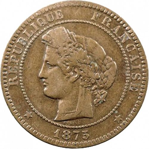 10 Centimes Obverse Image minted in FRANCE in 1875A (1871-1940 - Third Republic)  - The Coin Database