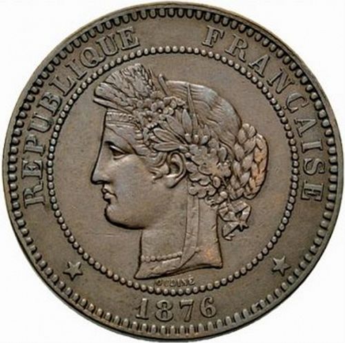 10 Centimes Obverse Image minted in FRANCE in 1876A (1871-1940 - Third Republic)  - The Coin Database