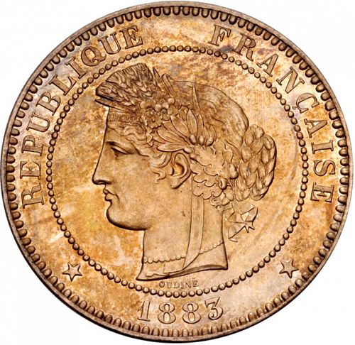 10 Centimes Obverse Image minted in FRANCE in 1883A (1871-1940 - Third Republic)  - The Coin Database