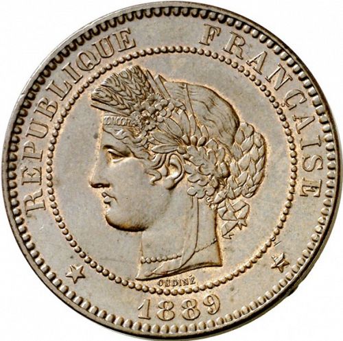 10 Centimes Obverse Image minted in FRANCE in 1889A (1871-1940 - Third Republic)  - The Coin Database