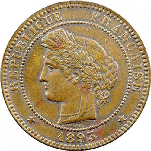 10 Centimes Obverse Image minted in FRANCE in 1893A (1871-1940 - Third Republic)  - The Coin Database