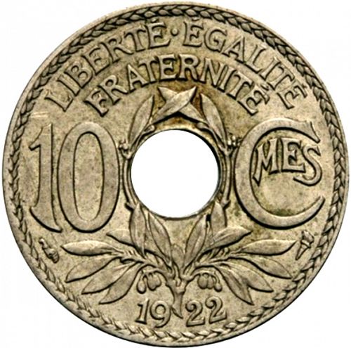 10 Centimes Obverse Image minted in FRANCE in 1922 (1871-1940 - Third Republic)  - The Coin Database