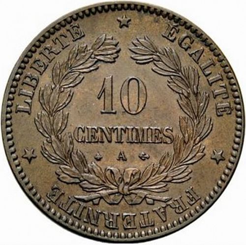 10 Centimes Reverse Image minted in FRANCE in 1870A (1871-1940 - Third Republic)  - The Coin Database
