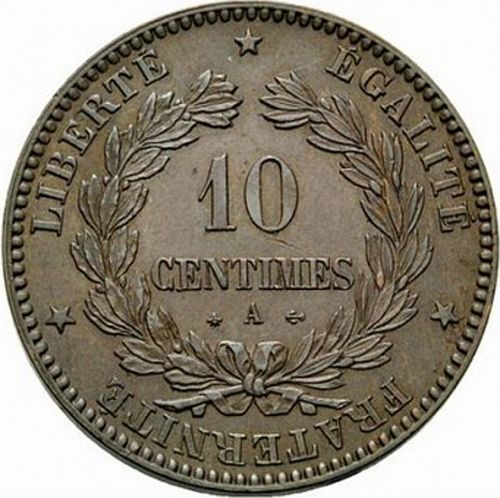 10 Centimes Reverse Image minted in FRANCE in 1871A (1871-1940 - Third Republic)  - The Coin Database