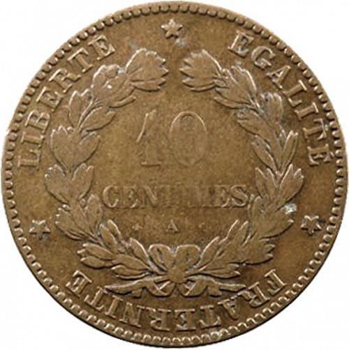 10 Centimes Reverse Image minted in FRANCE in 1875A (1871-1940 - Third Republic)  - The Coin Database