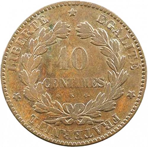 10 Centimes Reverse Image minted in FRANCE in 1876K (1871-1940 - Third Republic)  - The Coin Database