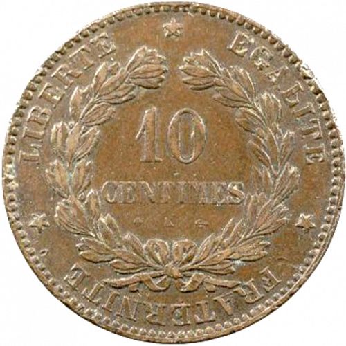 10 Centimes Reverse Image minted in FRANCE in 1877K (1871-1940 - Third Republic)  - The Coin Database