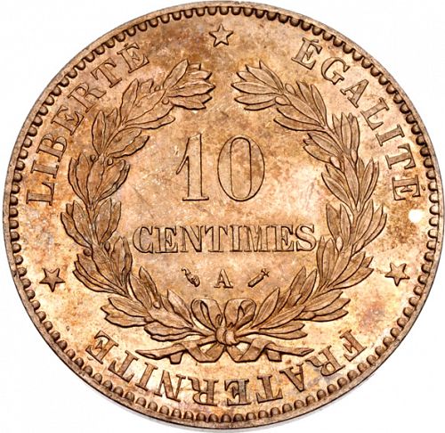10 Centimes Reverse Image minted in FRANCE in 1883A (1871-1940 - Third Republic)  - The Coin Database