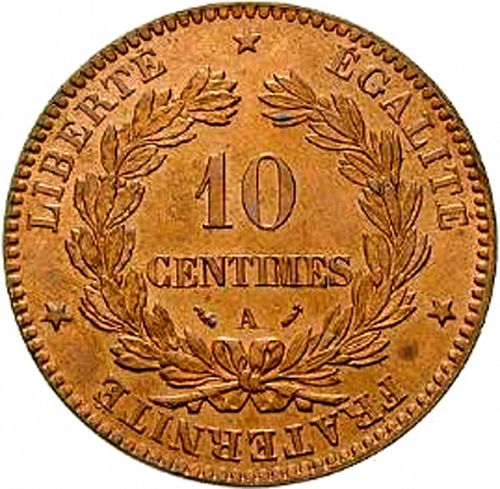 10 Centimes Reverse Image minted in FRANCE in 1896A (1871-1940 - Third Republic)  - The Coin Database