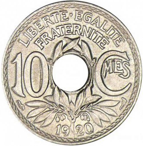 10 Centimes Reverse Image minted in FRANCE in 1920 (1871-1940 - Third Republic)  - The Coin Database