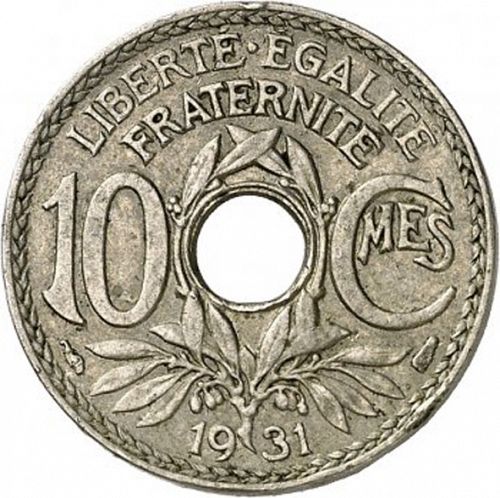 10 Centimes Reverse Image minted in FRANCE in 1931 (1871-1940 - Third Republic)  - The Coin Database