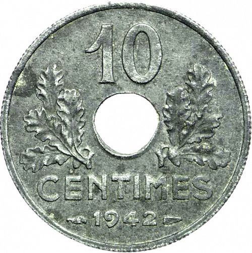 10 Centimes Reverse Image minted in FRANCE in 1942 (1940-1944 - Vichy State)  - The Coin Database