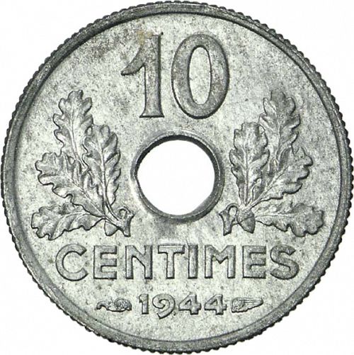 10 Centimes Reverse Image minted in FRANCE in 1944 (1940-1944 - Vichy State)  - The Coin Database