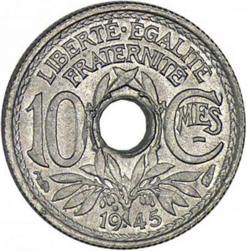 10 Centimes Reverse Image minted in FRANCE in 1945 (1944-1947 - Provisional Government)  - The Coin Database