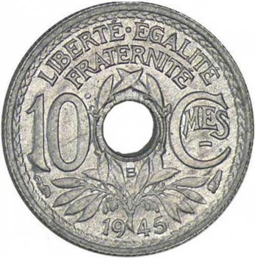 10 Centimes Reverse Image minted in FRANCE in 1945B (1944-1947 - Provisional Government)  - The Coin Database