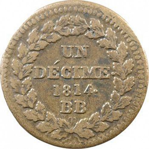 Un Décime Reverse Image minted in FRANCE in 1814BB (1814-1824 - Louis XVIII)  - The Coin Database