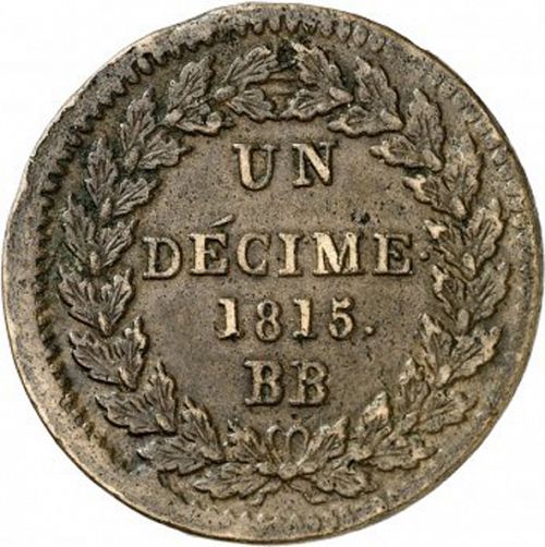 Un Décime Reverse Image minted in FRANCE in 1815BB (1814-1824 - Louis XVIII)  - The Coin Database