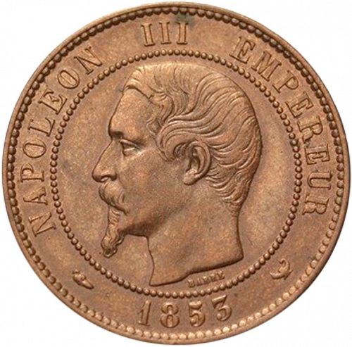 10 Centimes Obverse Image minted in FRANCE in 1853W (1852-1870 - Napoléon III)  - The Coin Database
