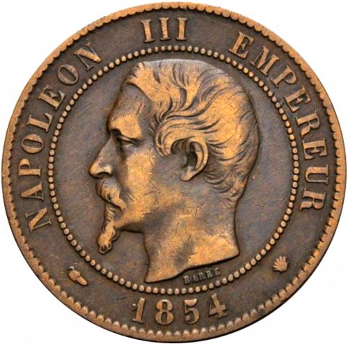 10 Centimes Obverse Image minted in FRANCE in 1854MA (1852-1870 - Napoléon III)  - The Coin Database
