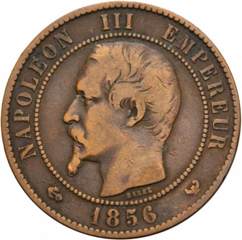 10 Centimes Obverse Image minted in FRANCE in 1856W (1852-1870 - Napoléon III)  - The Coin Database