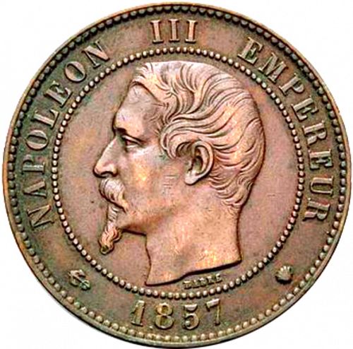 10 Centimes Obverse Image minted in FRANCE in 1857MA (1852-1870 - Napoléon III)  - The Coin Database