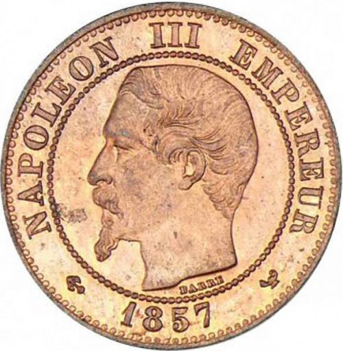 10 Centimes Obverse Image minted in FRANCE in 1857W (1852-1870 - Napoléon III)  - The Coin Database