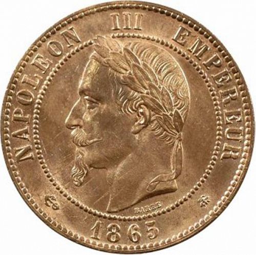 10 Centimes Obverse Image minted in FRANCE in 1865A (1852-1870 - Napoléon III)  - The Coin Database