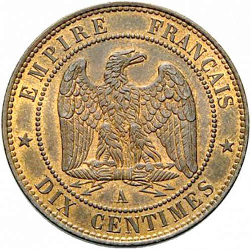 10 Centimes Reverse Image minted in FRANCE in 1852A (1852-1870 - Napoléon III)  - The Coin Database