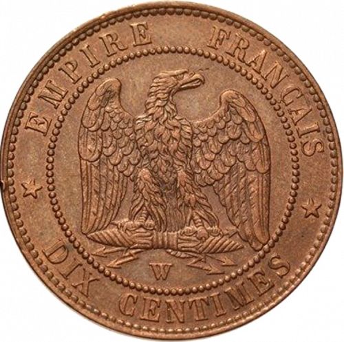 10 Centimes Reverse Image minted in FRANCE in 1853W (1852-1870 - Napoléon III)  - The Coin Database