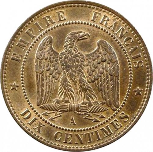 10 Centimes Reverse Image minted in FRANCE in 1854A (1852-1870 - Napoléon III)  - The Coin Database