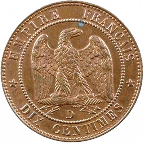 10 Centimes Reverse Image minted in FRANCE in 1854D (1852-1870 - Napoléon III)  - The Coin Database
