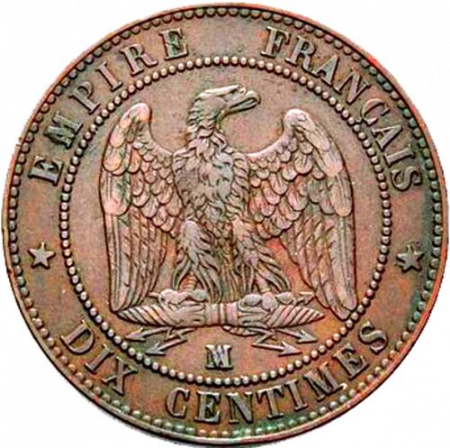 10 Centimes Reverse Image minted in FRANCE in 1857MA (1852-1870 - Napoléon III)  - The Coin Database